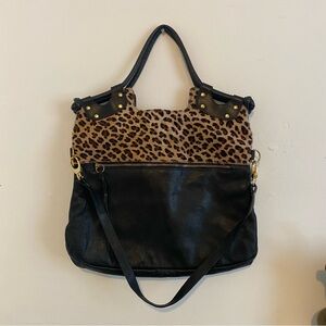 Pietro Alessandro Leopard and Black Shoulder Bag